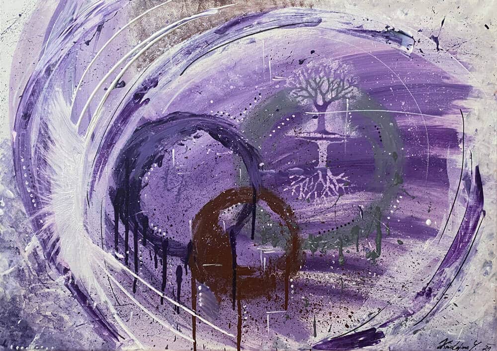 Na obrazu je abstrakce s názvem: Vzdáleni