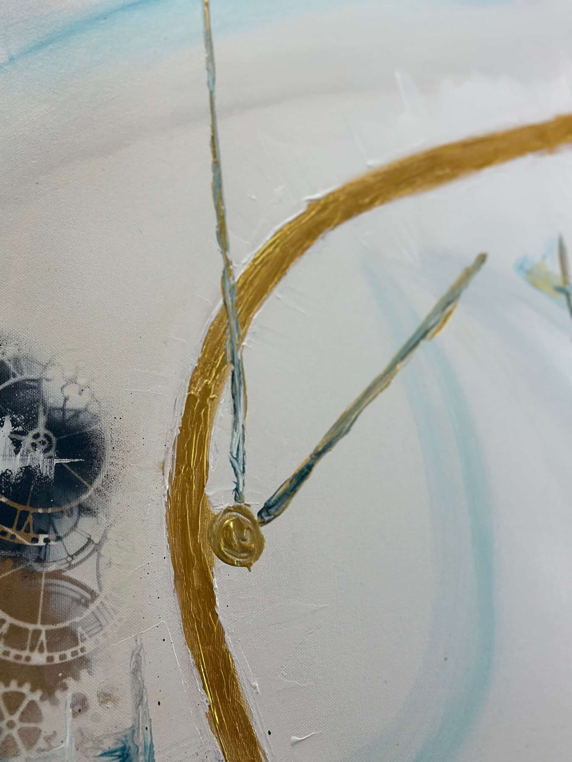 Abstraktně namalovaný obraz akrylem s názvem: Čas je dar