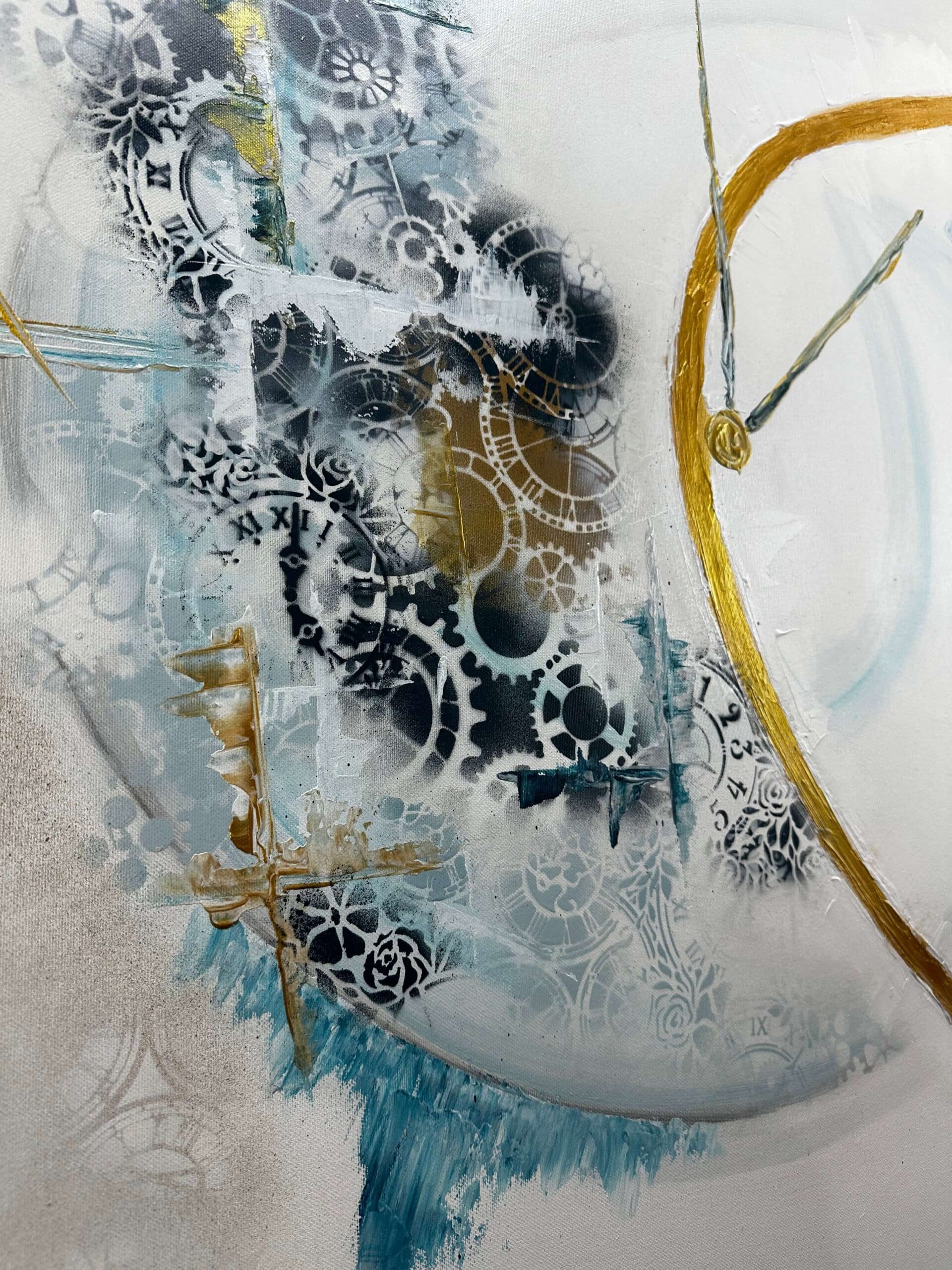 Abstraktně namalovaný obraz akrylem s názvem: Čas je dar