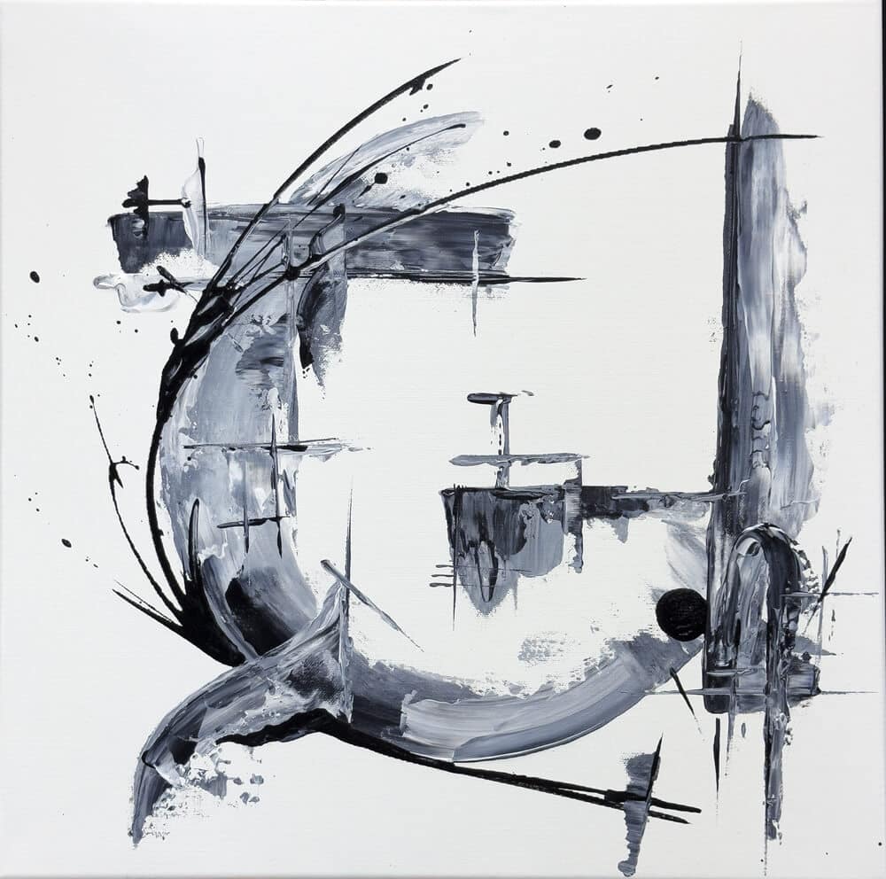 Abstraktně namalovaný obraz akrylem s názvem: Grey