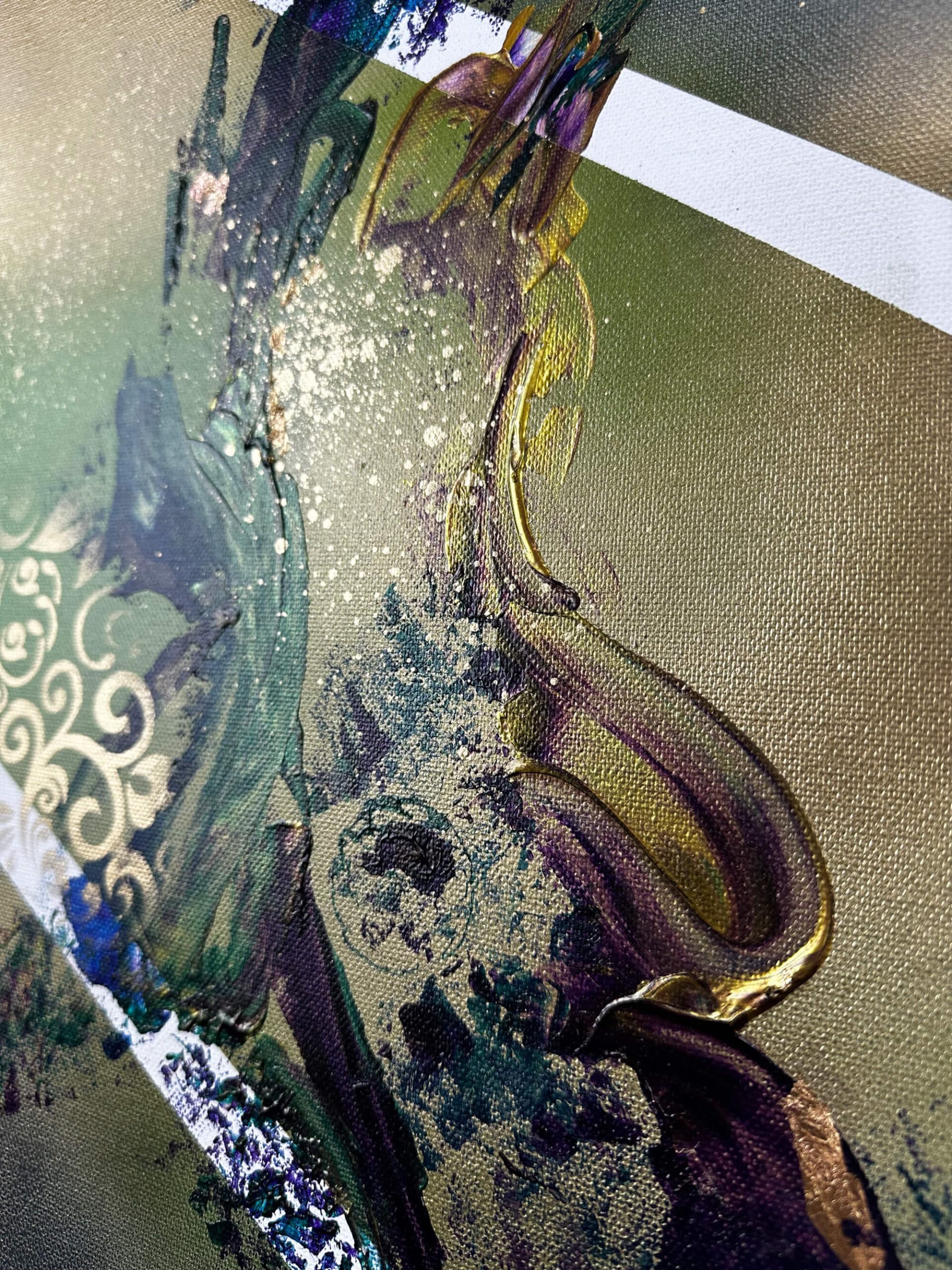 Abstraktně namalovaný obraz akrylem s názvem: Kouzlo okamžiku