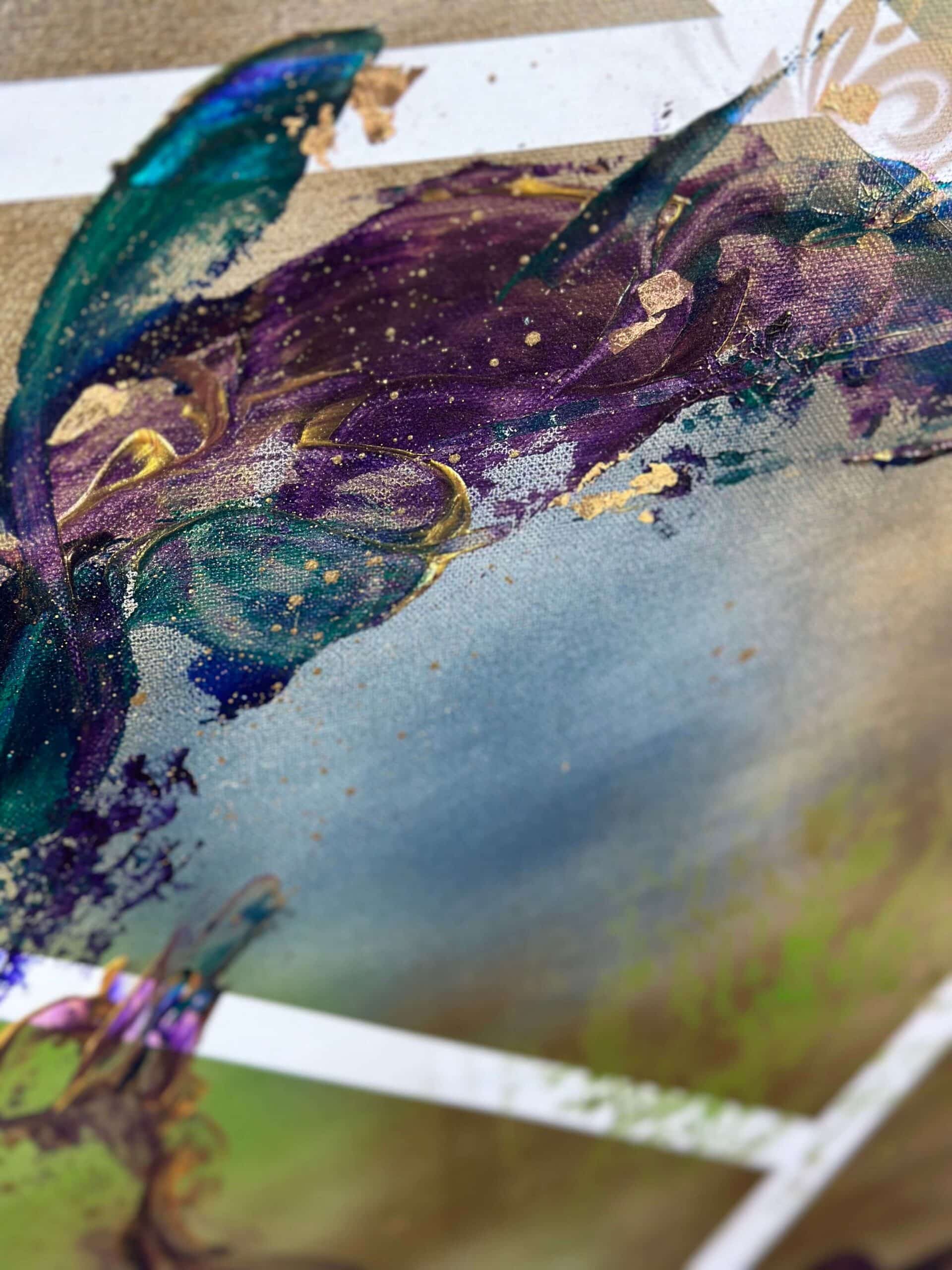 Abstraktně namalovaný obraz akrylem s názvem: Kouzlo okamžiku