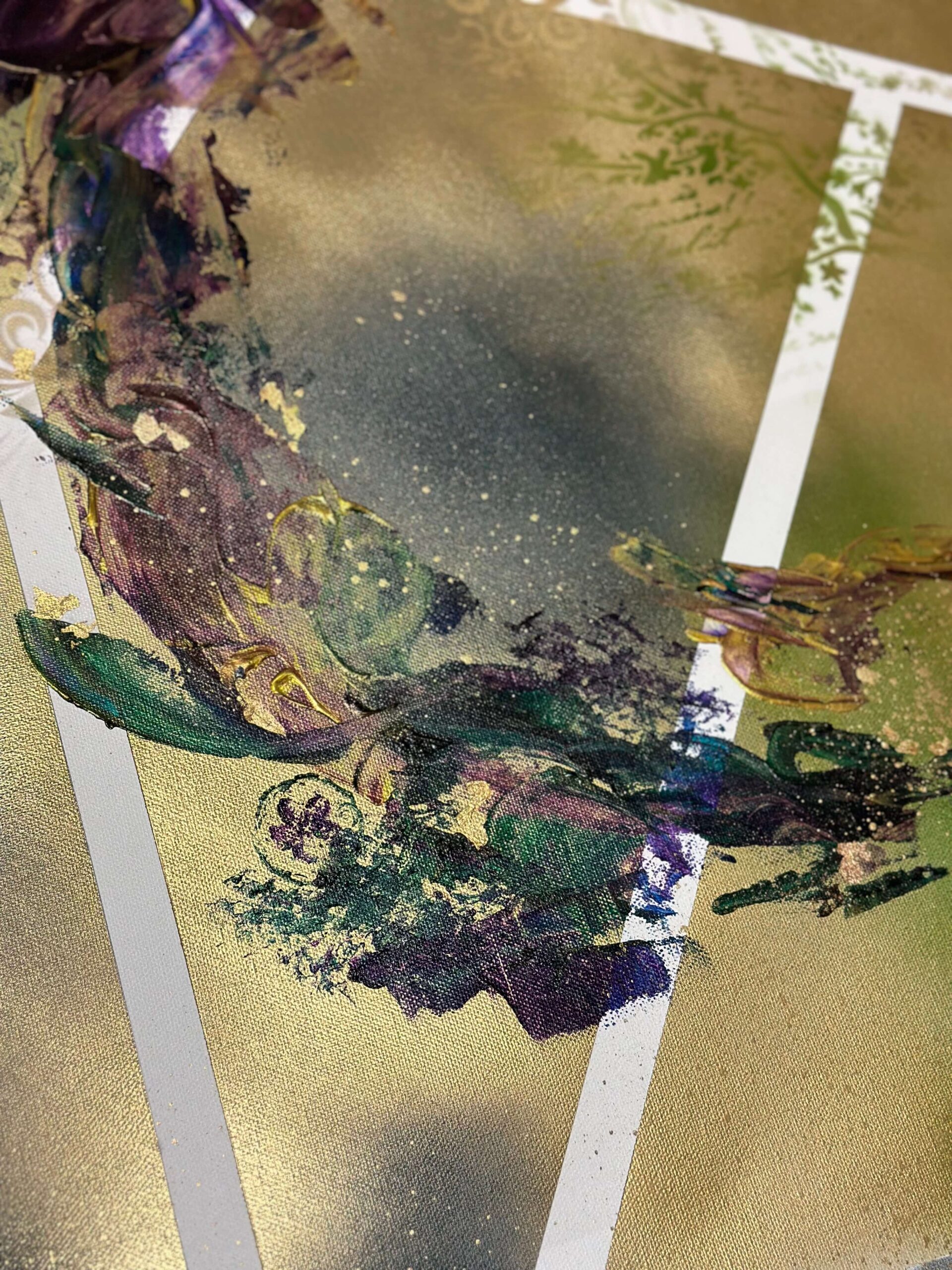 Abstraktně namalovaný obraz akrylem s názvem: Kouzlo okamžiku