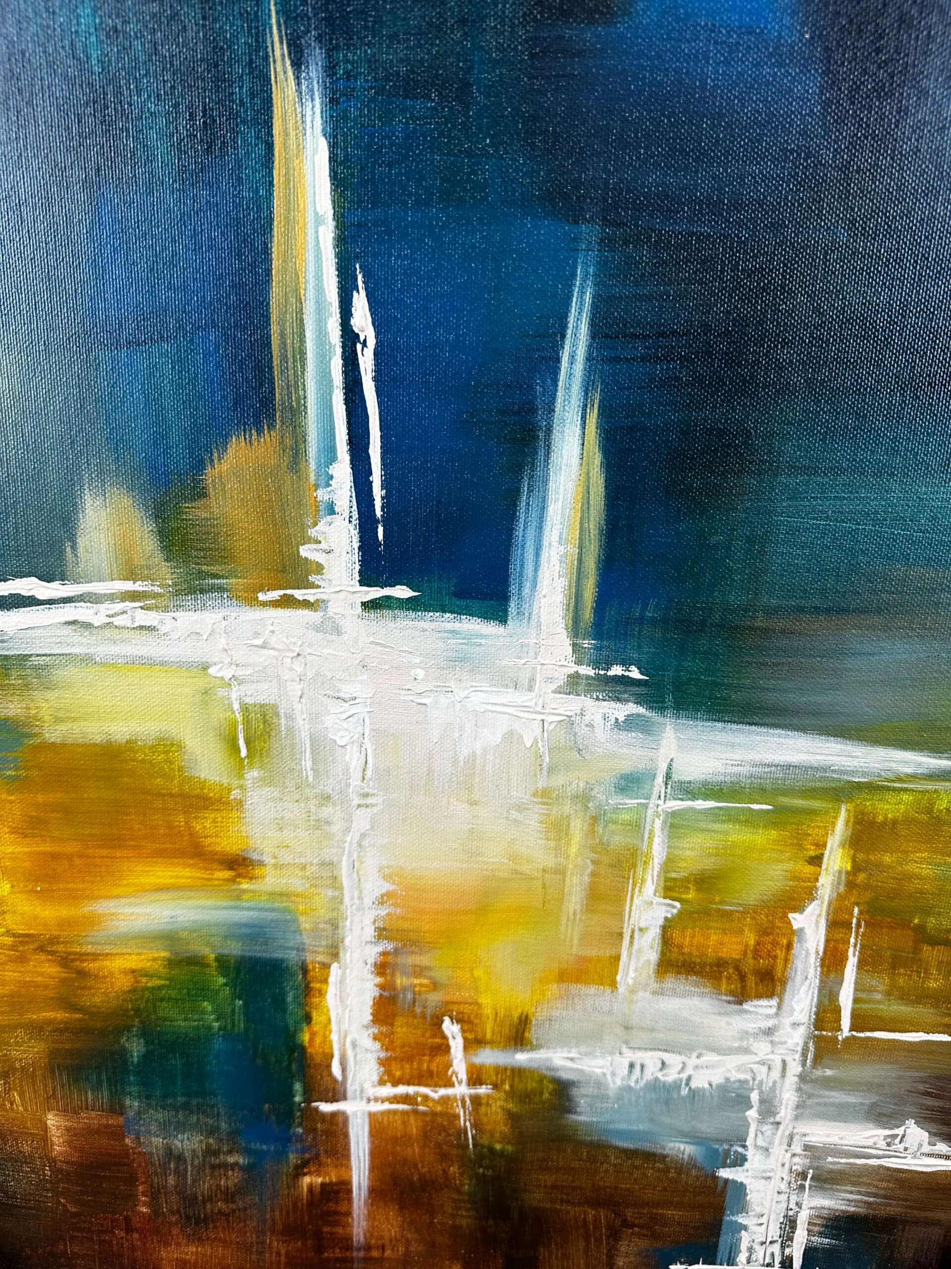 Abstraktně namalovaný obraz akrylem s názvem: Kouzlo přítomnosti