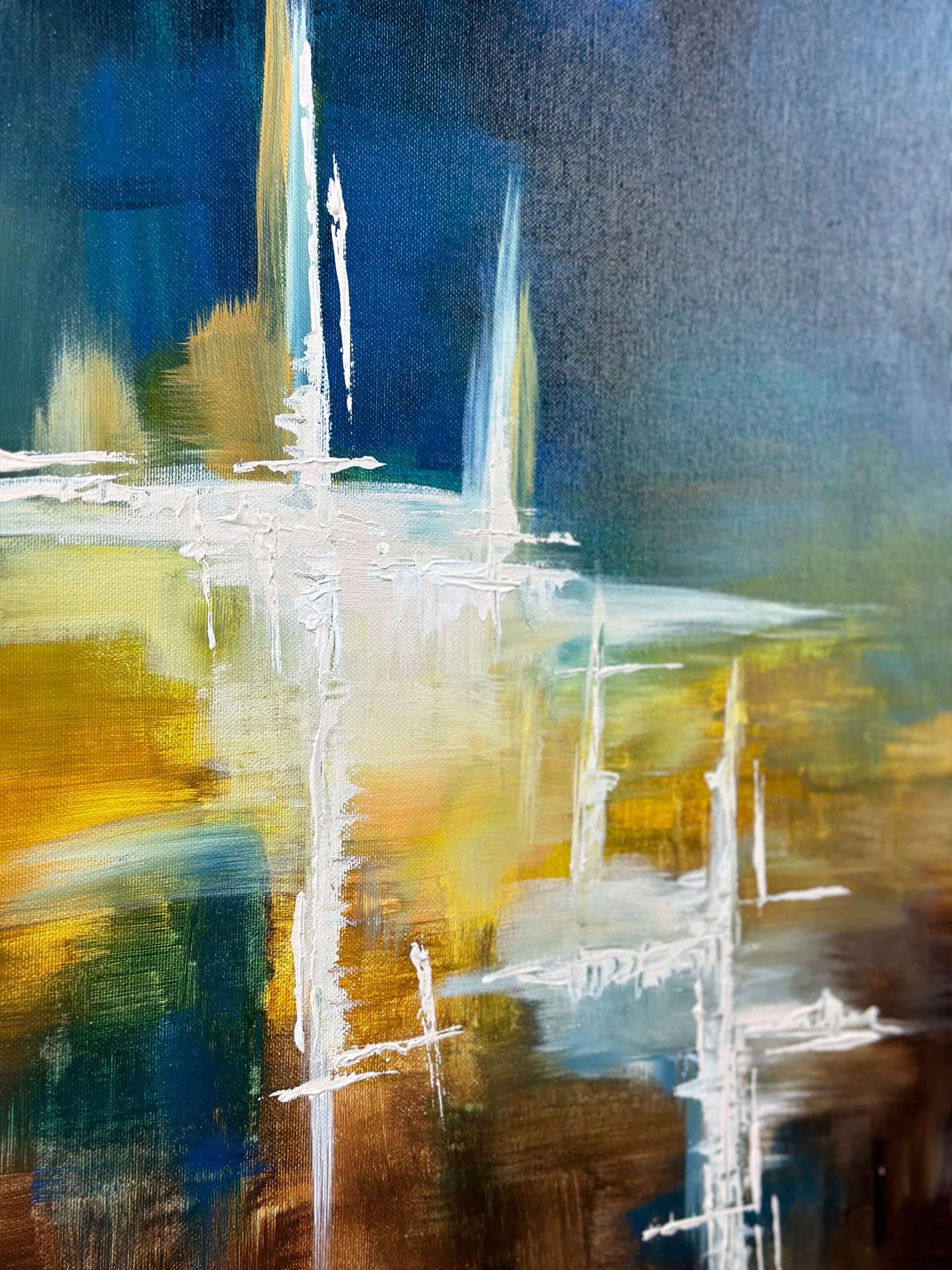 Abstraktně namalovaný obraz akrylem s názvem: Kouzlo přítomnosti