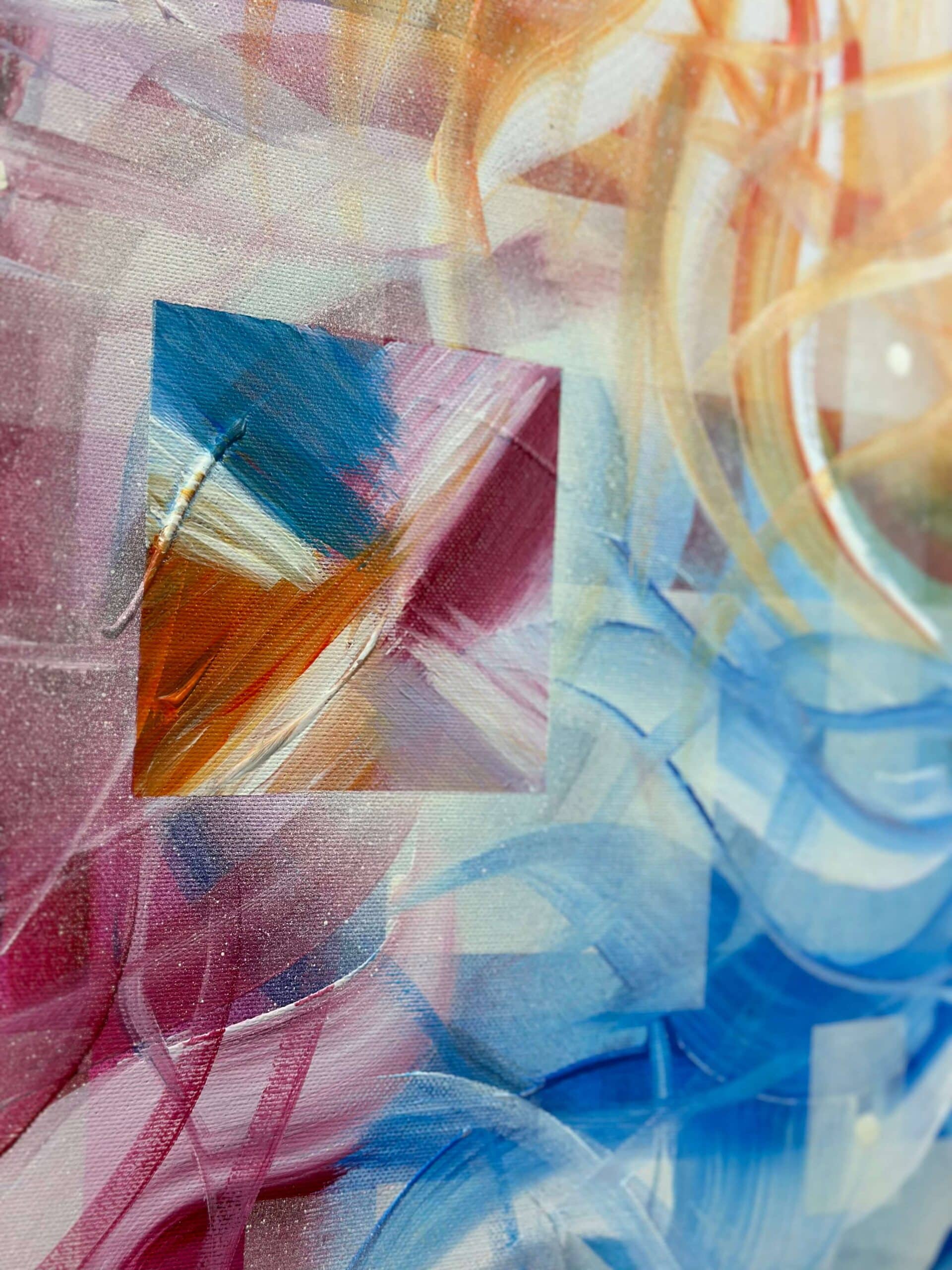 Abstraktně namalovaný obraz akrylem s názvem: Maličký zázrak