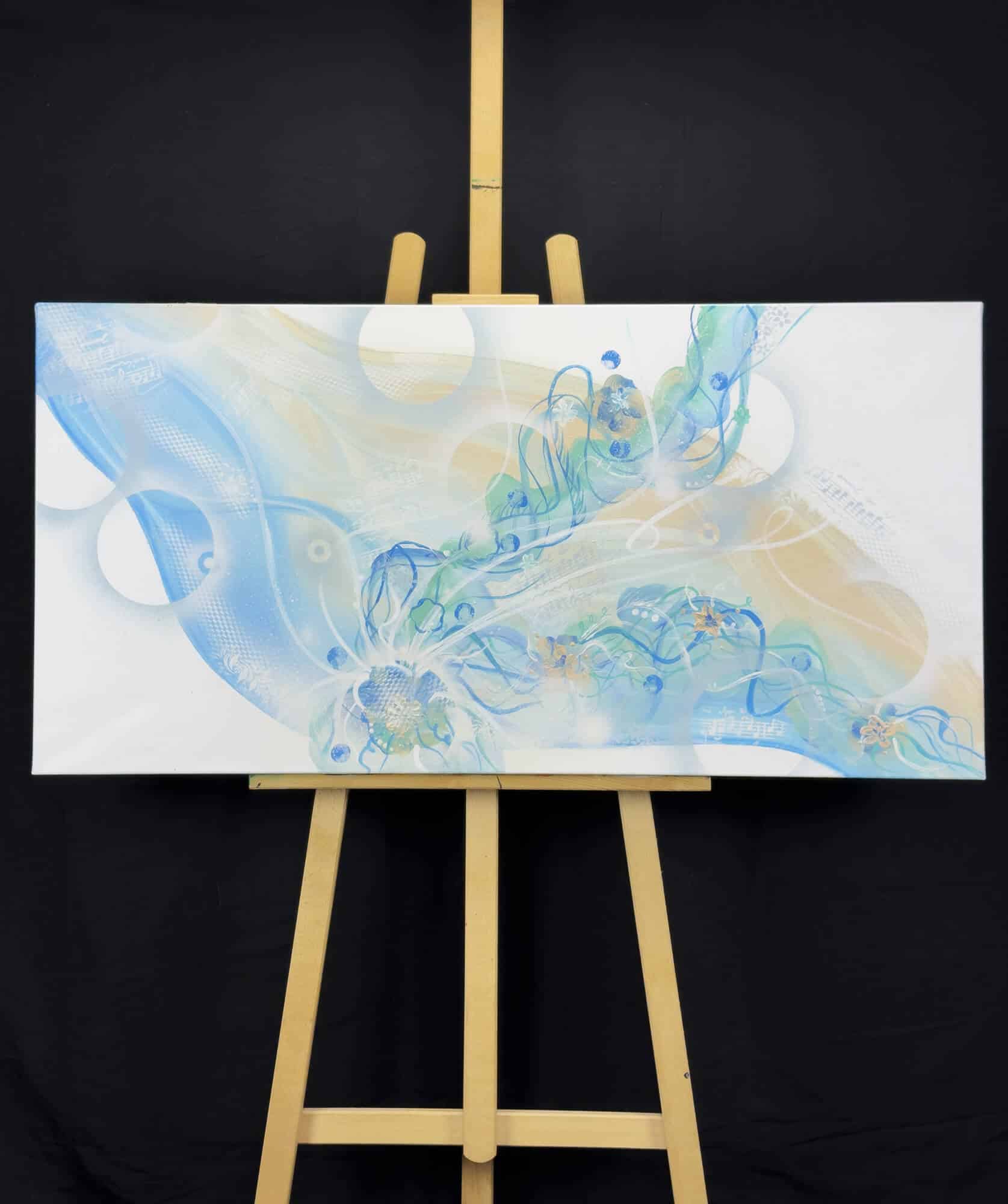 Abstraktně namalovaný obraz akrylem s názvem: Melodie snů