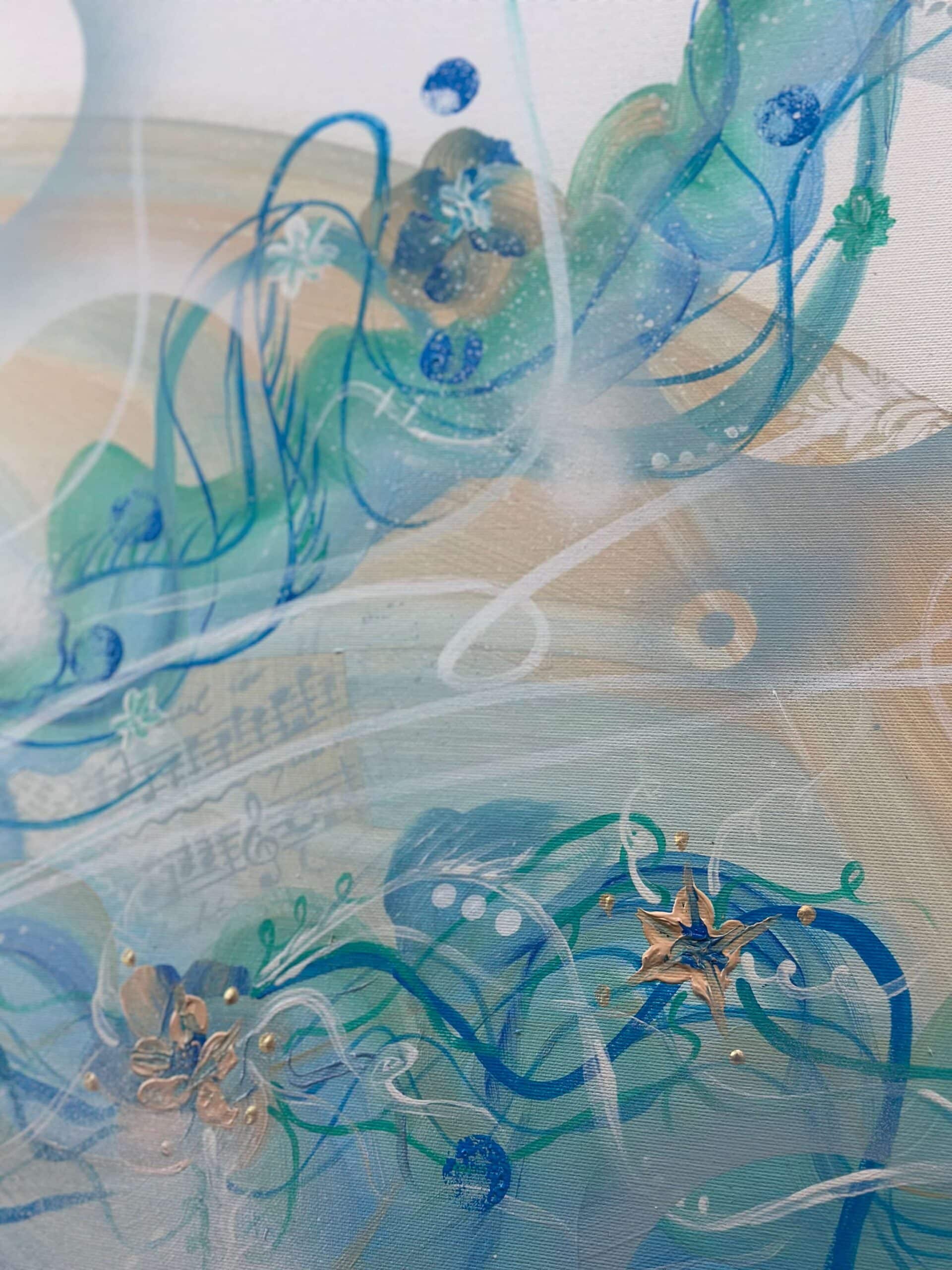 Abstraktně namalovaný obraz akrylem s názvem: Melodie snů