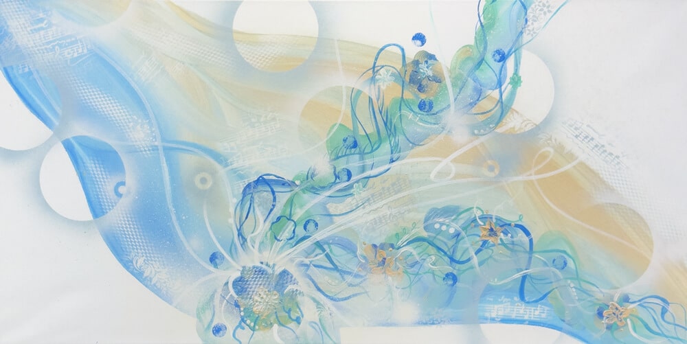 Abstraktně namalovaný obraz akrylem s názvem: Melodie snů