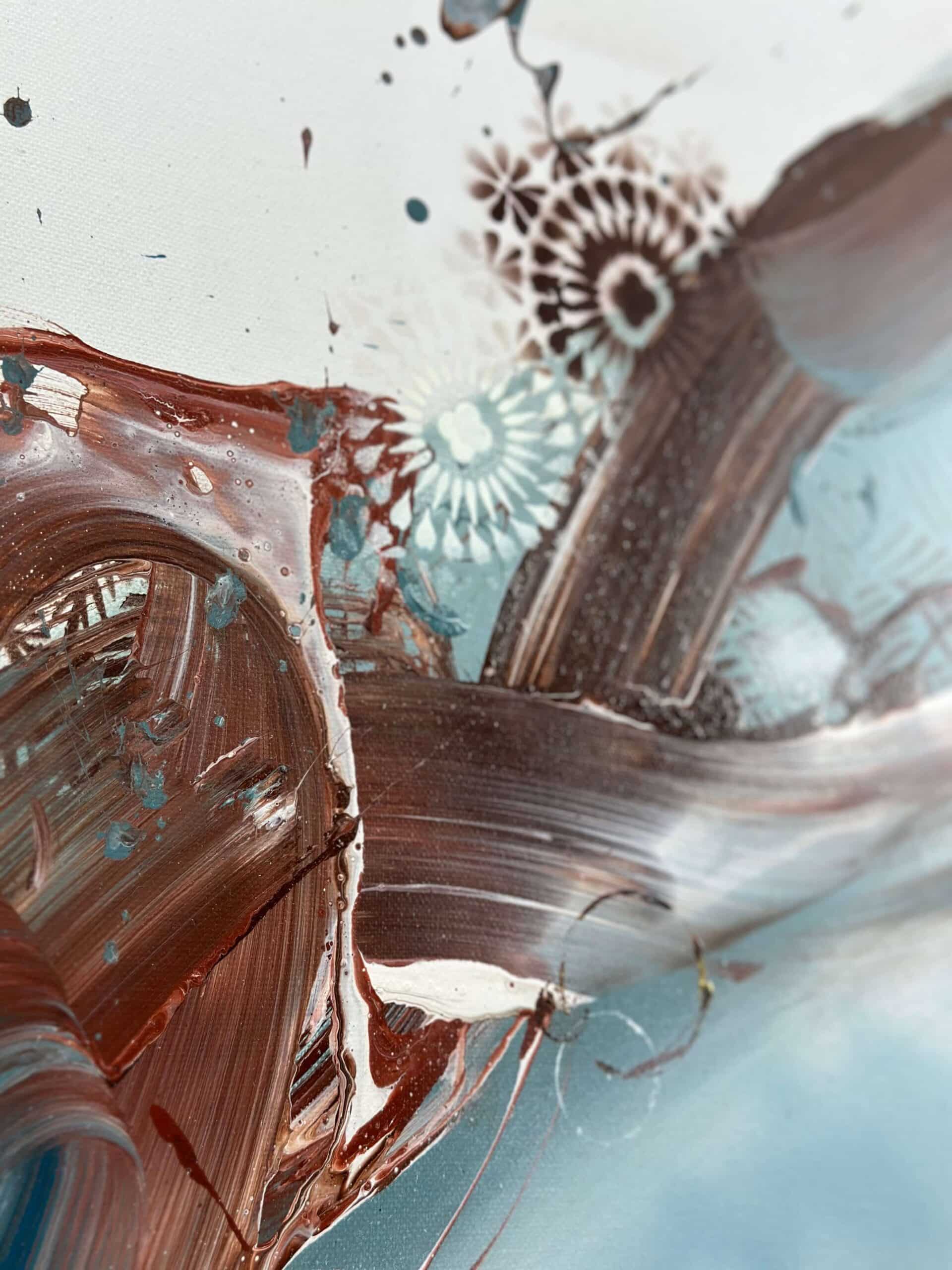 Abstraktně namalovaný obraz akrylem s názvem: Moudrý klid