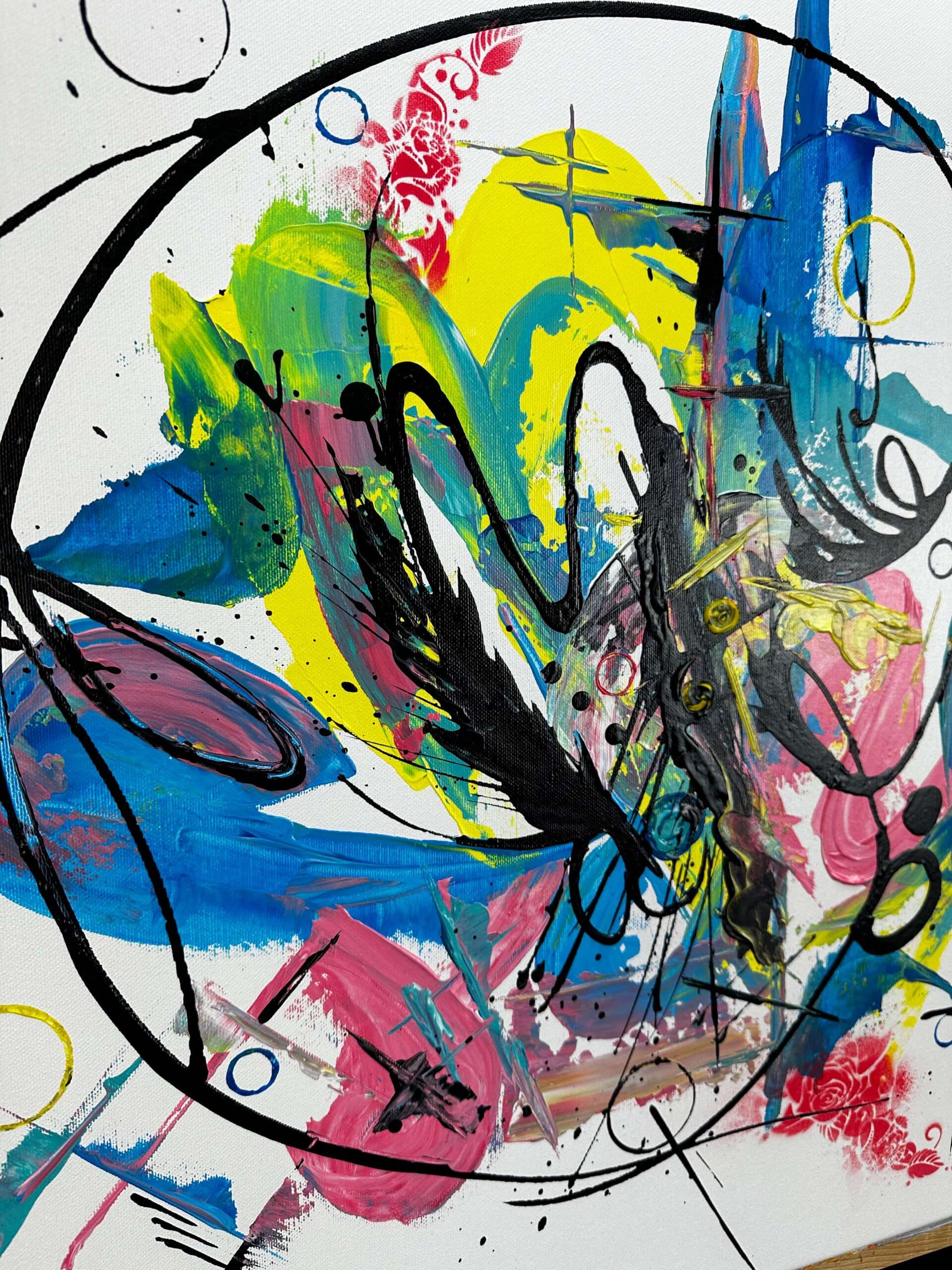 Abstraktně namalovaný obraz akrylem s názvem: Naděje