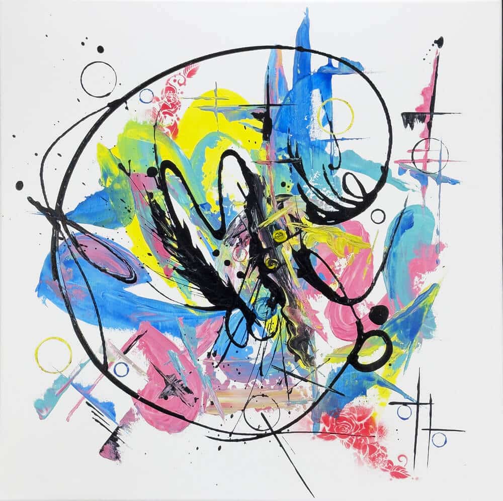 Abstraktně namalovaný obraz akrylem s názvem: Naděje