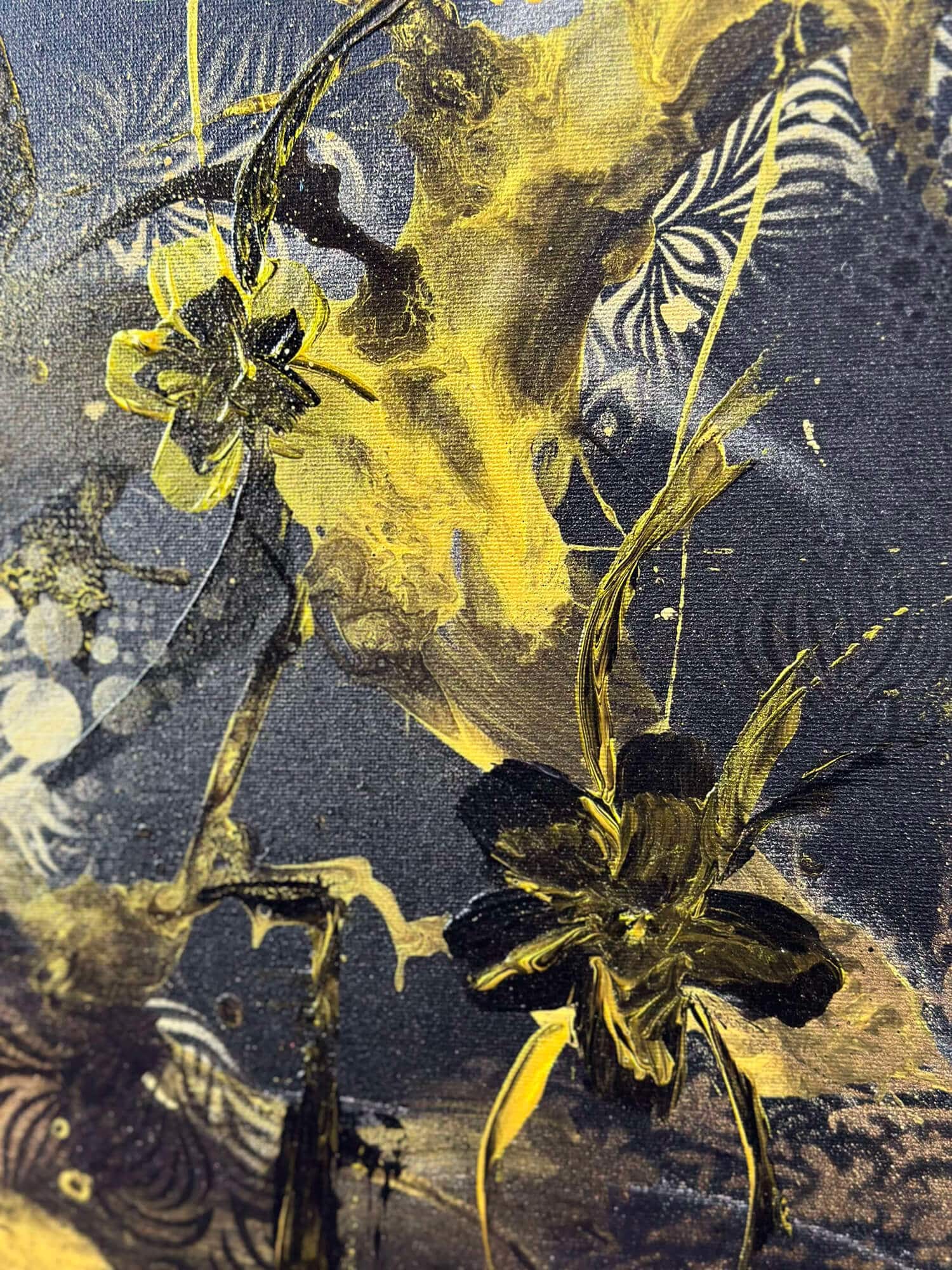 aAbstraktně namalovaný obraz akrylem s názvem: Noční elegance