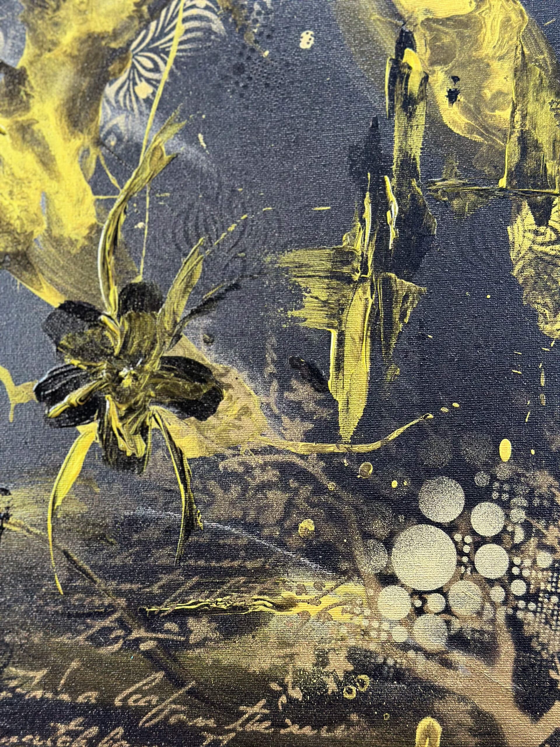 Abstraktně namalovaný obraz akrylem s názvem: Noční elegance