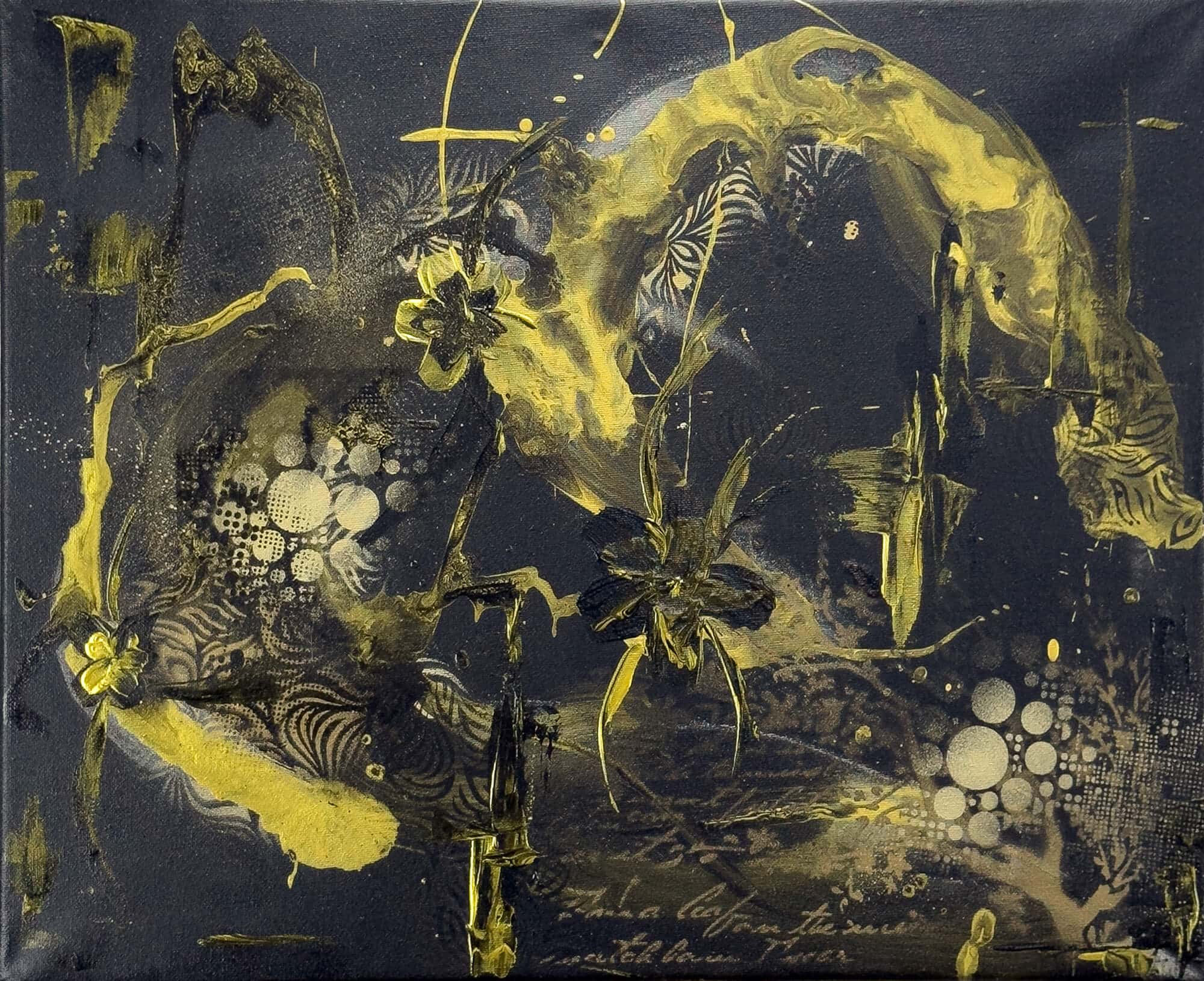 Abstraktně namalovaný obraz akrylem s názvem: Noční elegance