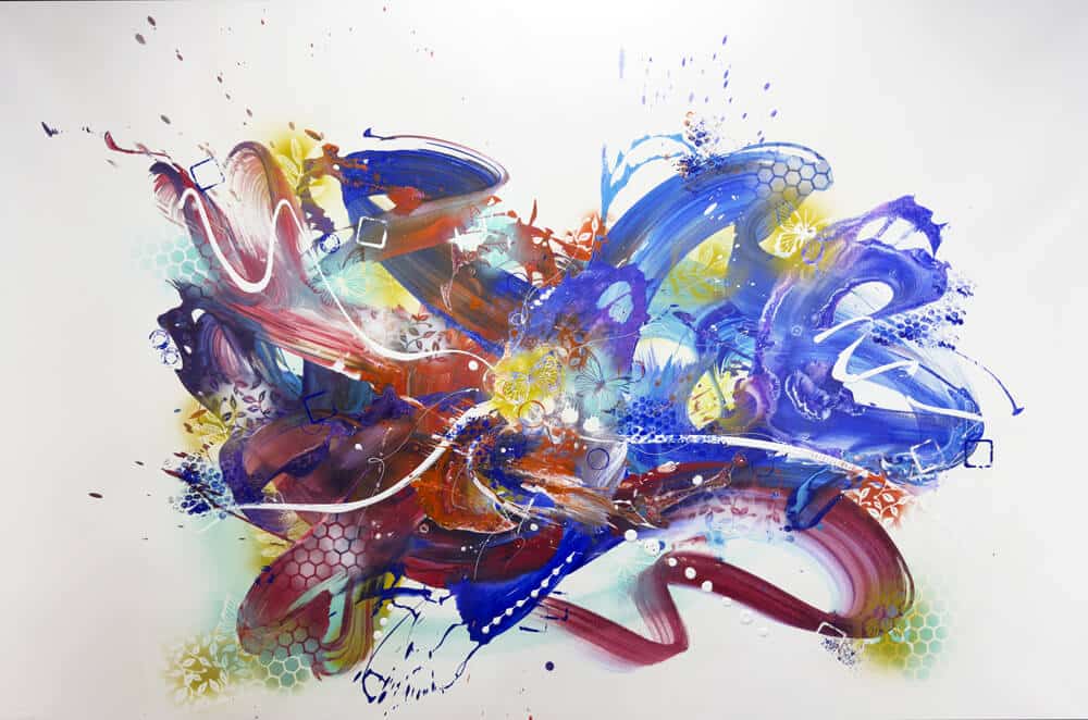 Abstraktně namalovaný obraz akrylem s názvem: Přátelství