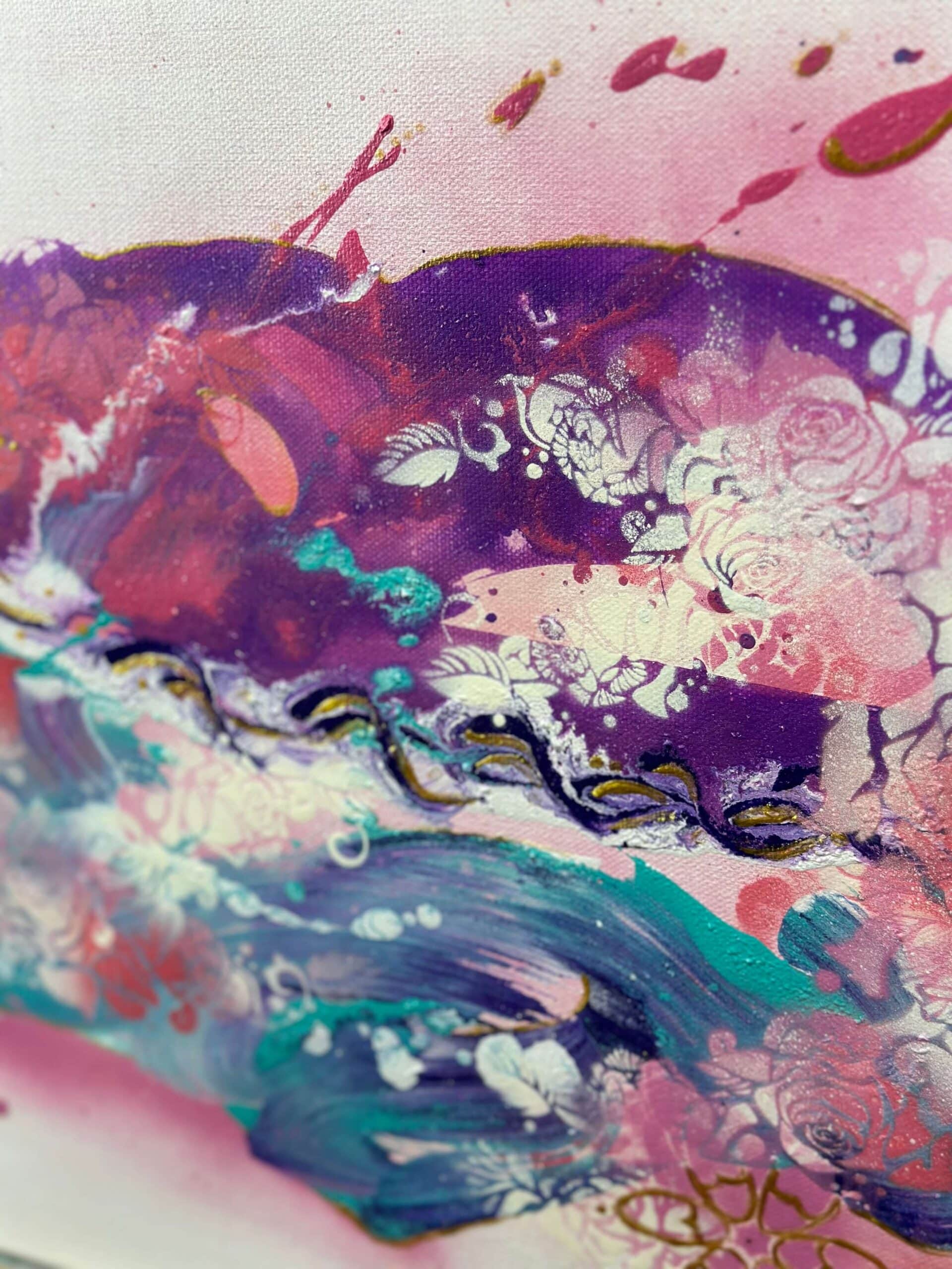 Abstraktně namalovaný obraz akrylem s názvem: Royal