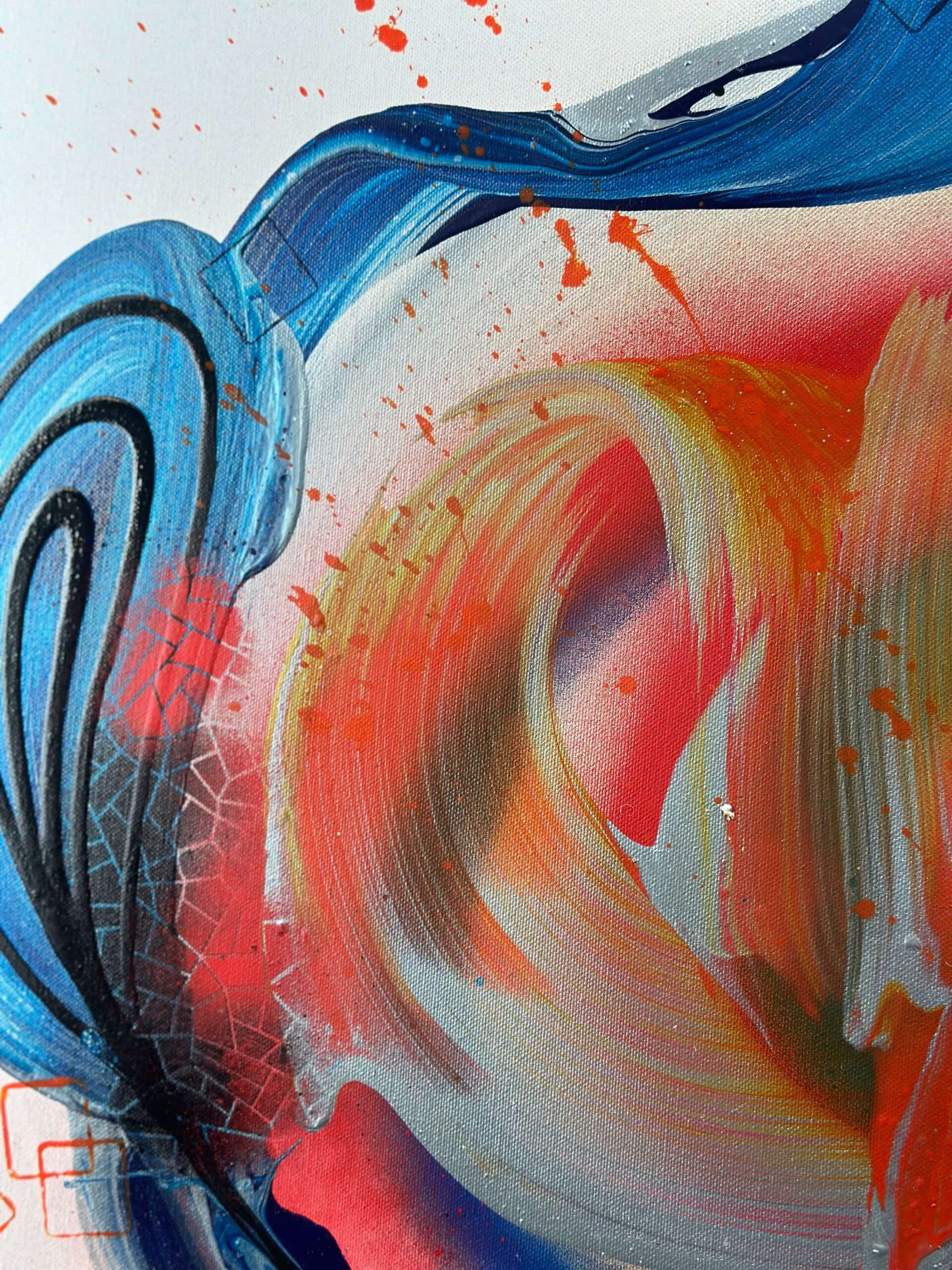 Abstraktně namalovaný obraz akrylem s názvem: Síla