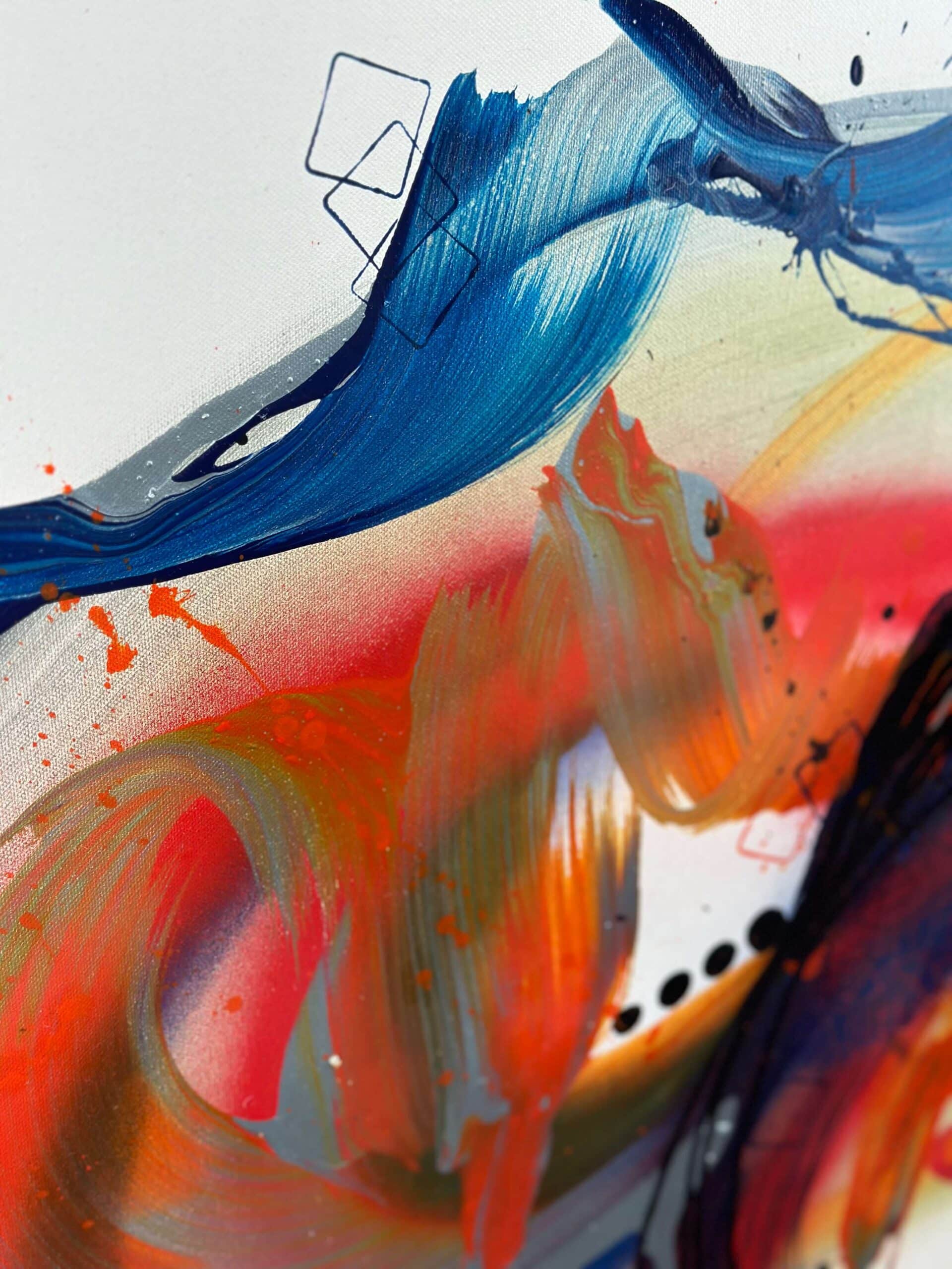 Abstraktně namalovaný obraz akrylem s názvem: Síla