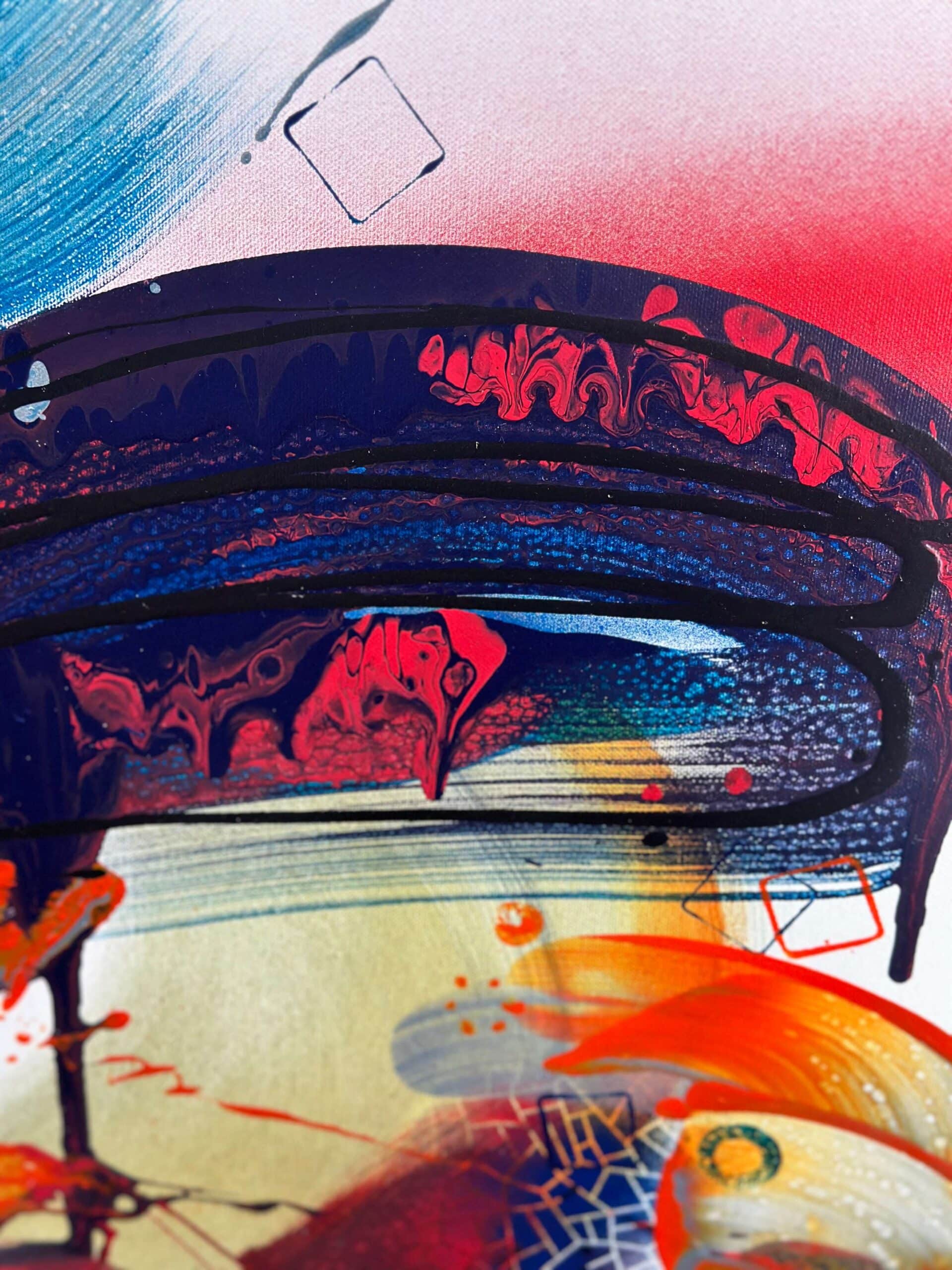 Abstraktně namalovaný obraz akrylem s názvem: Síla