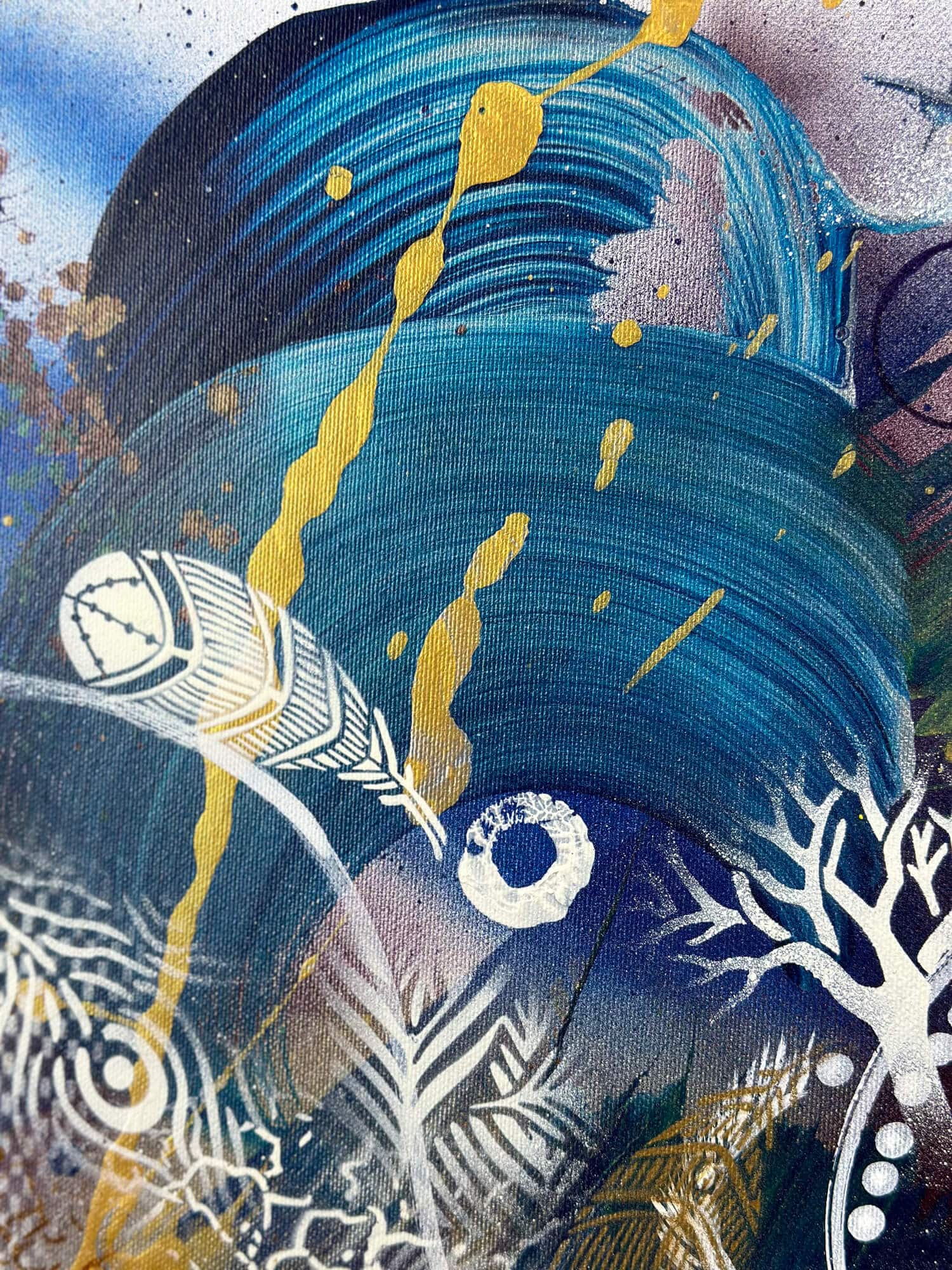 Abstraktně namalovaný obraz akrylem s názvem: Síla vzpomínek