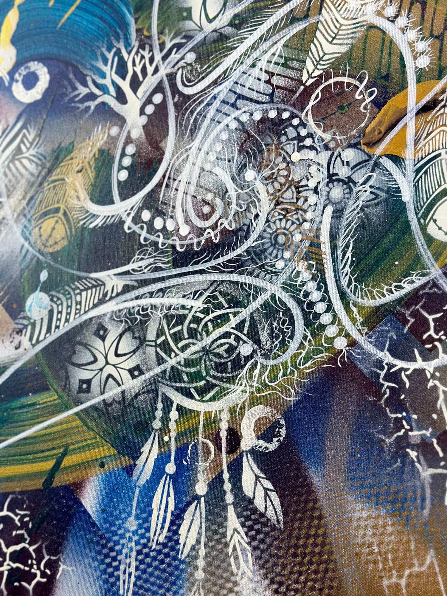 Abstraktně namalovaný obraz akrylem s názvem: Síla vzpomínek