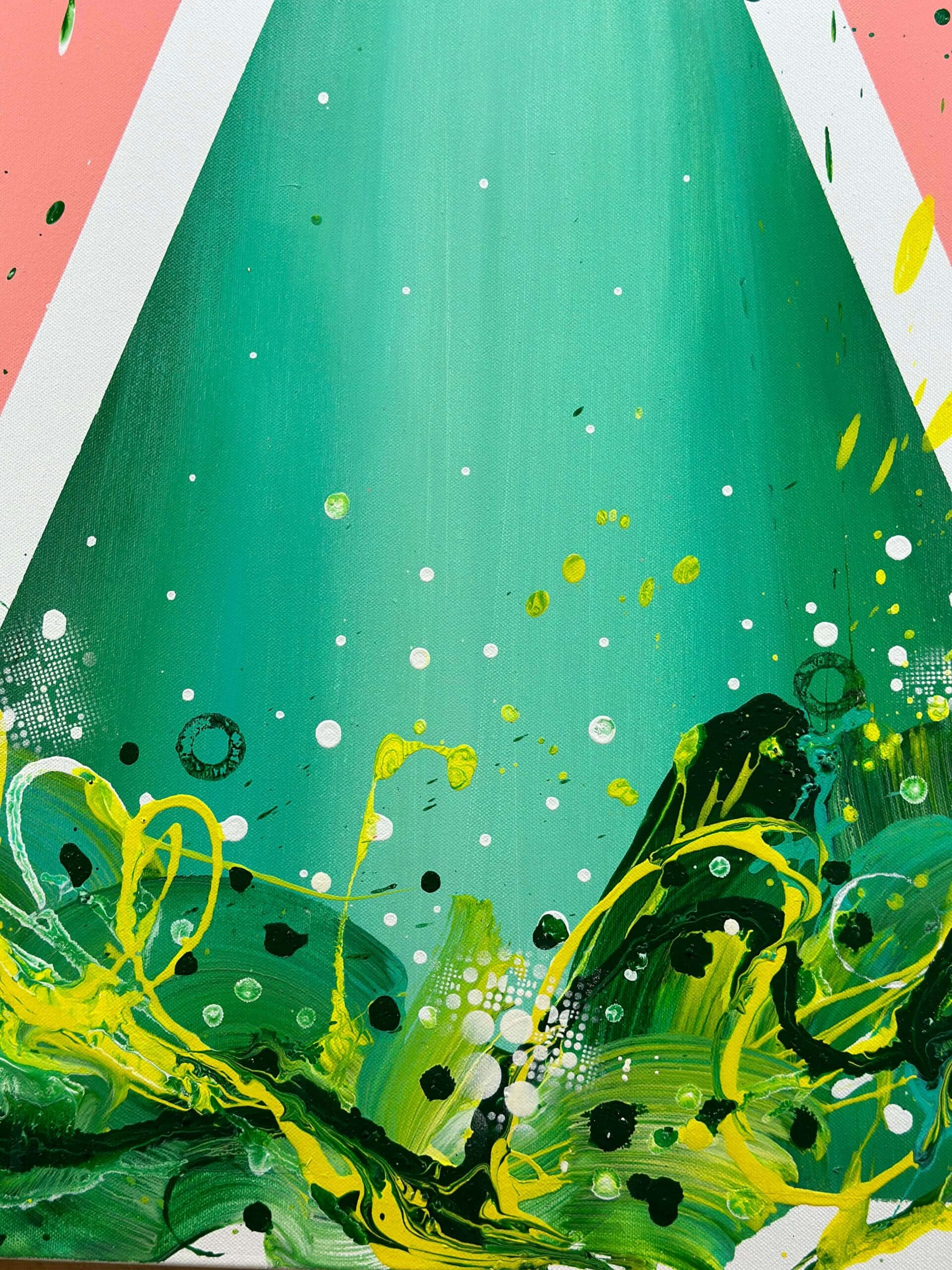 Abstraktně namalovaný obraz akrylem s názvem: Tanec štěstí