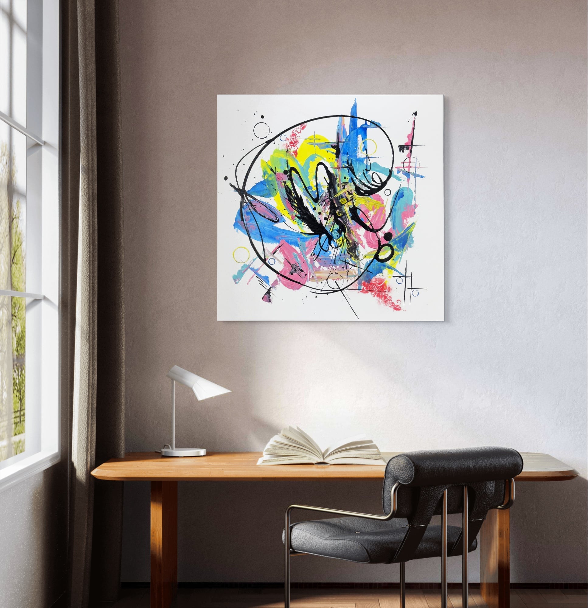 Abstraktně namalovaný obraz akrylem s názvem: Naděje