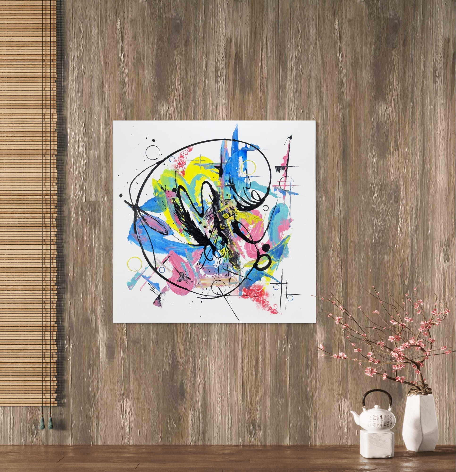 Abstraktně namalovaný obraz akrylem s názvem: Naděje