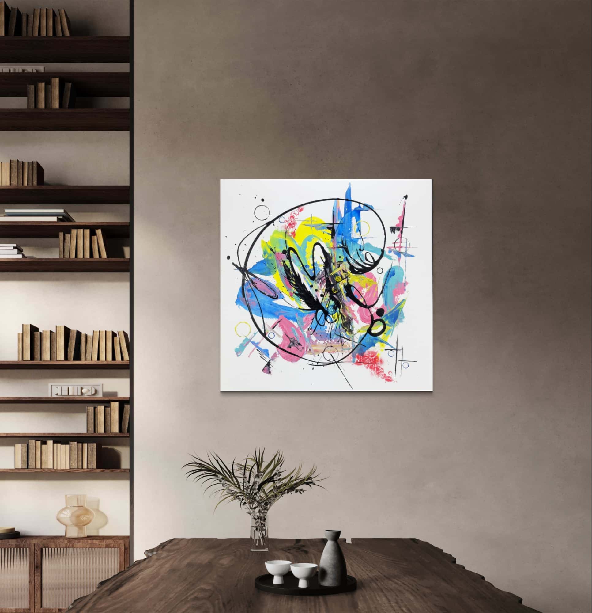 Abstraktně namalovaný obraz akrylem s názvem: Naděje