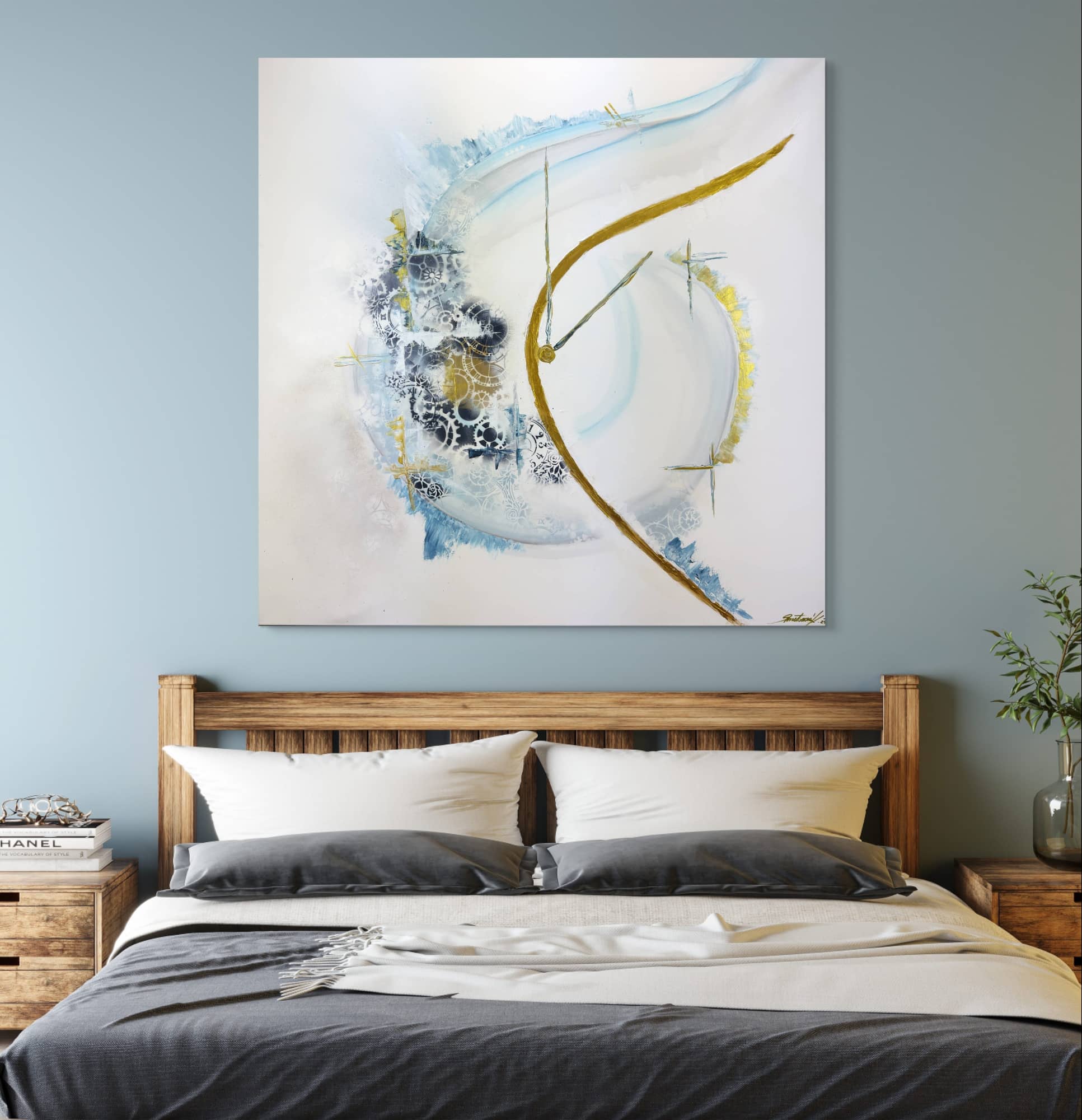 Abstraktně namalovaný obraz akrylem s názvem: Čas je dar