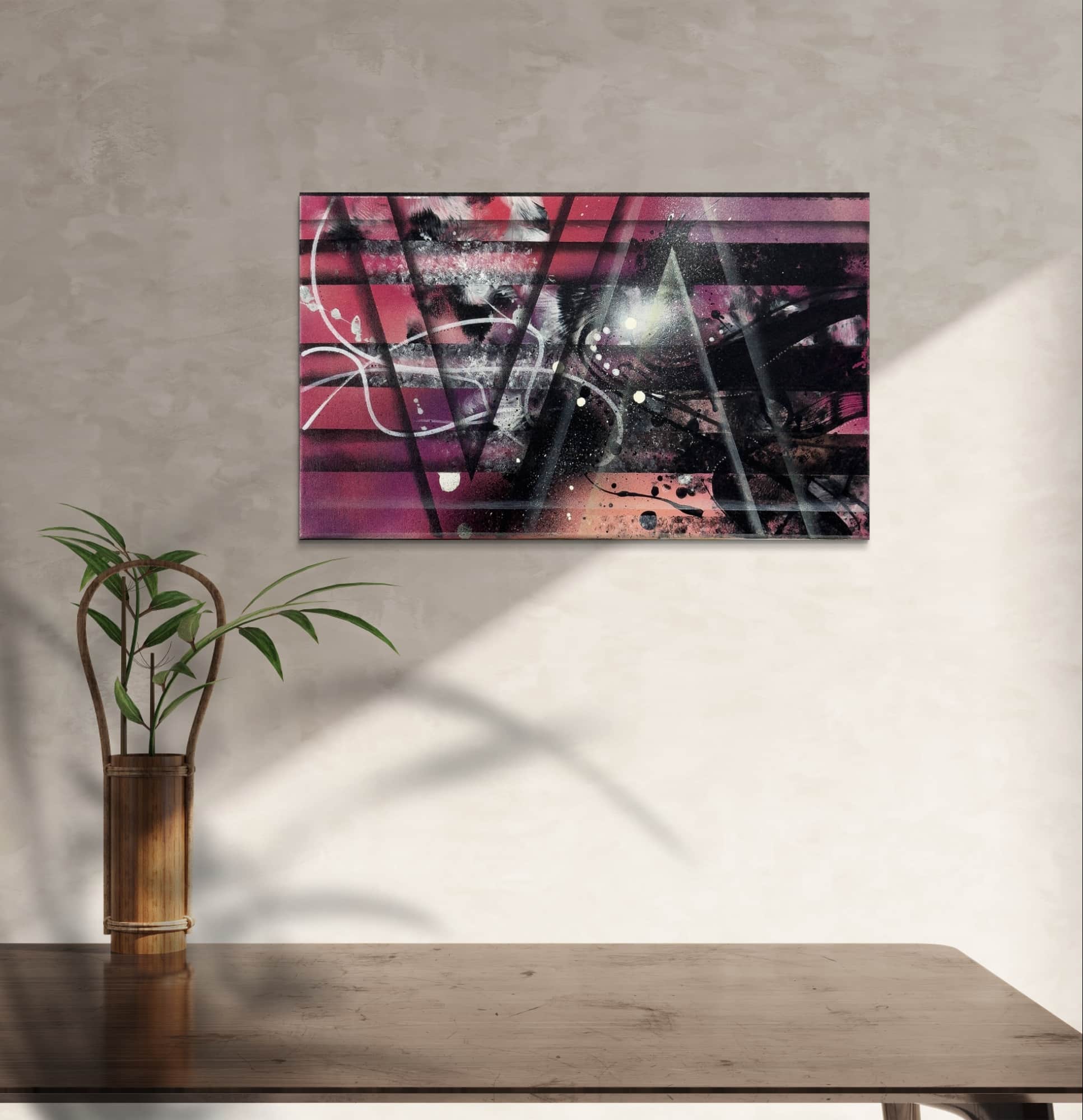 Abstraktně namalovaný obraz akrylem s názvem: Důvěra