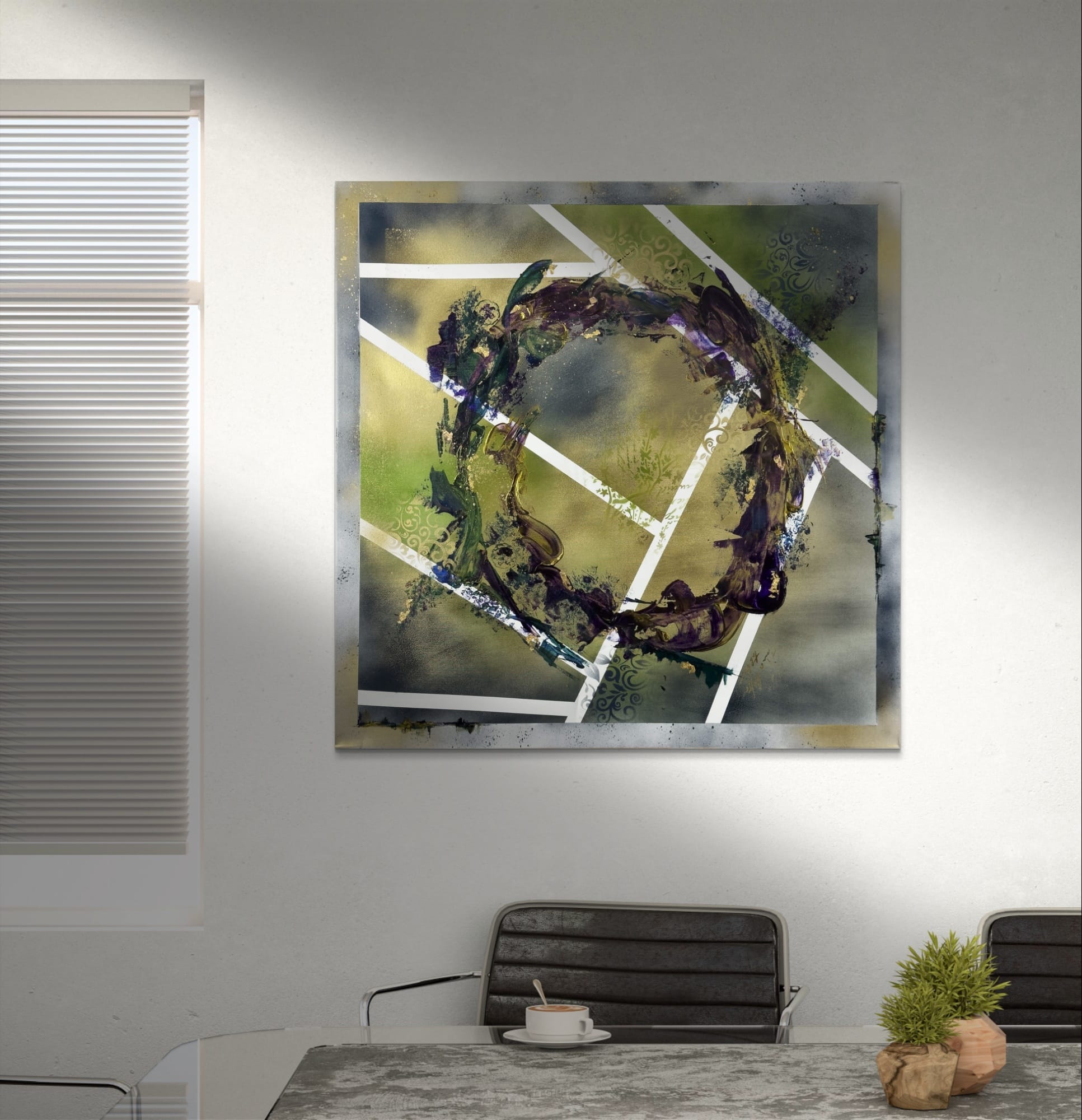 Abstraktně namalovaný obraz akrylem s názvem: Kouzlo okamžiku