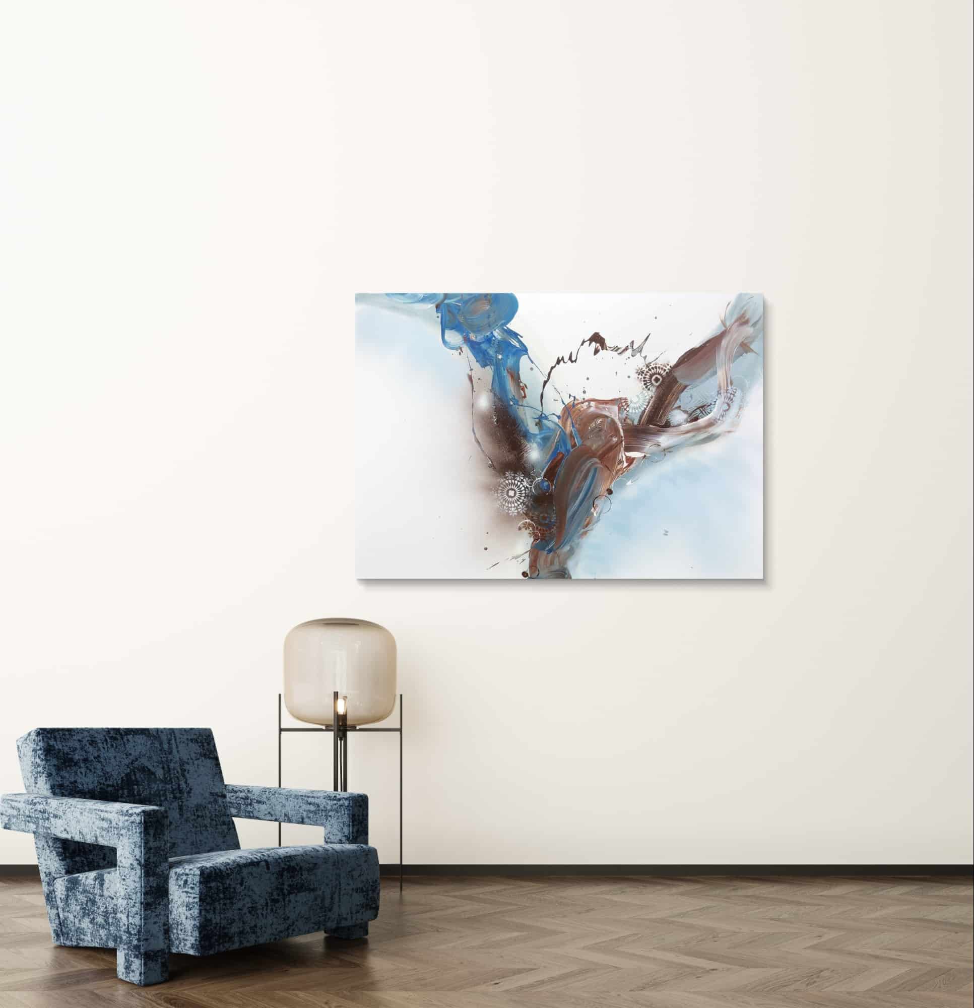 Abstraktně namalovaný obraz akrylem s názvem: Moudrý klid