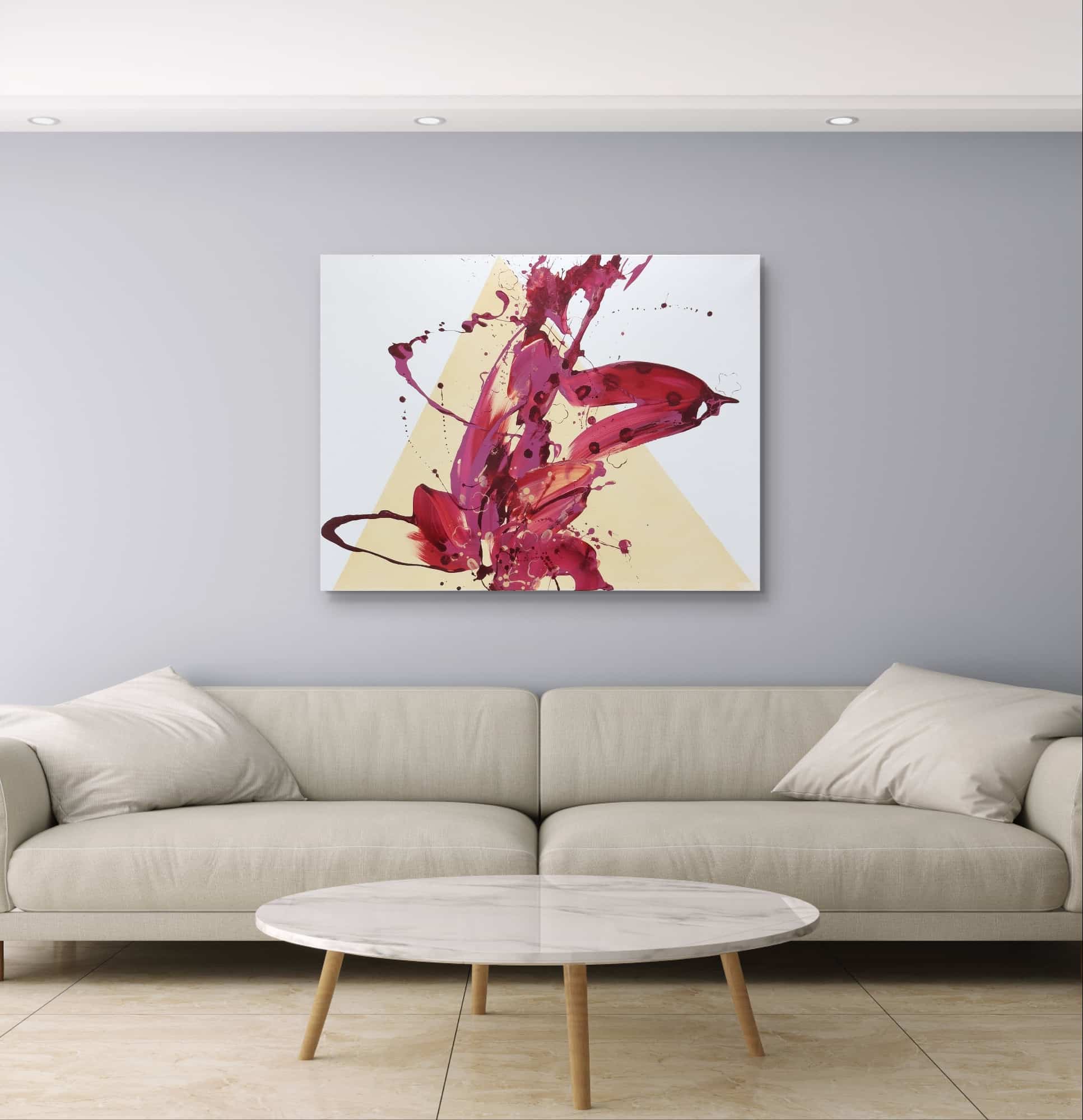 Abstraktně namalovaný obraz akrylem s názvem: Sebeláska