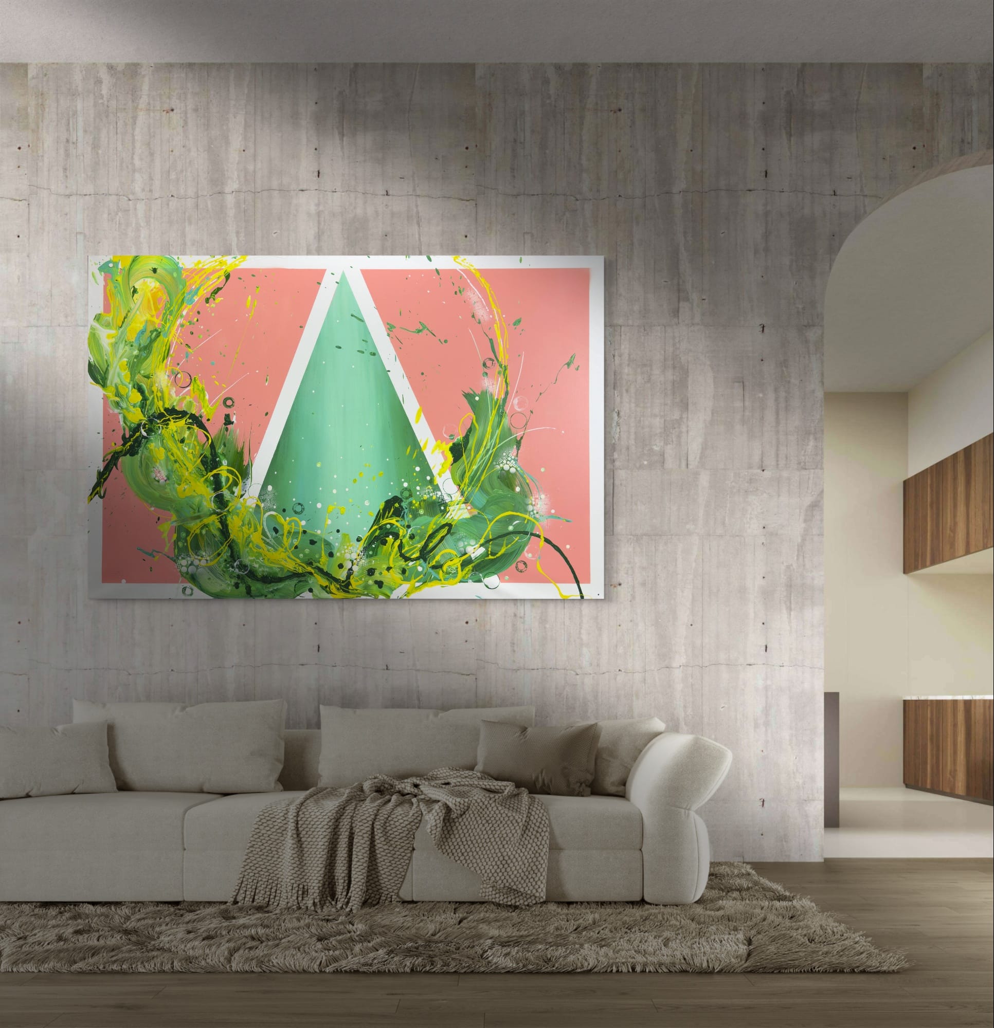 Abstraktně namalovaný obraz akrylem s názvem: Tanec štěstí